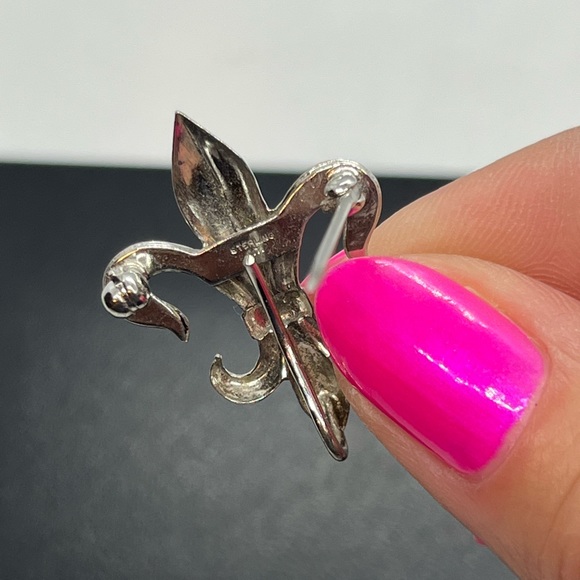 Fleur de Lis sterling silver brooch pin signed C.T. Vintage - Picture 10 of 14